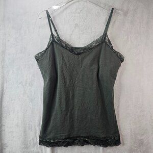 No Boundaries Women Tank Top Green Lace Neckline Hem Strap Camisole Size XXL 19